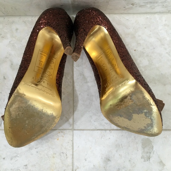 TED BAKER {7} Pumps Copper Sparkly Glitter Bow - Picture 11 of 13